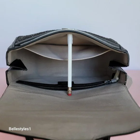 KATE SPADE Katy Tweed Medium Top Handle Bag-Black Multi - Picture 14 of 16